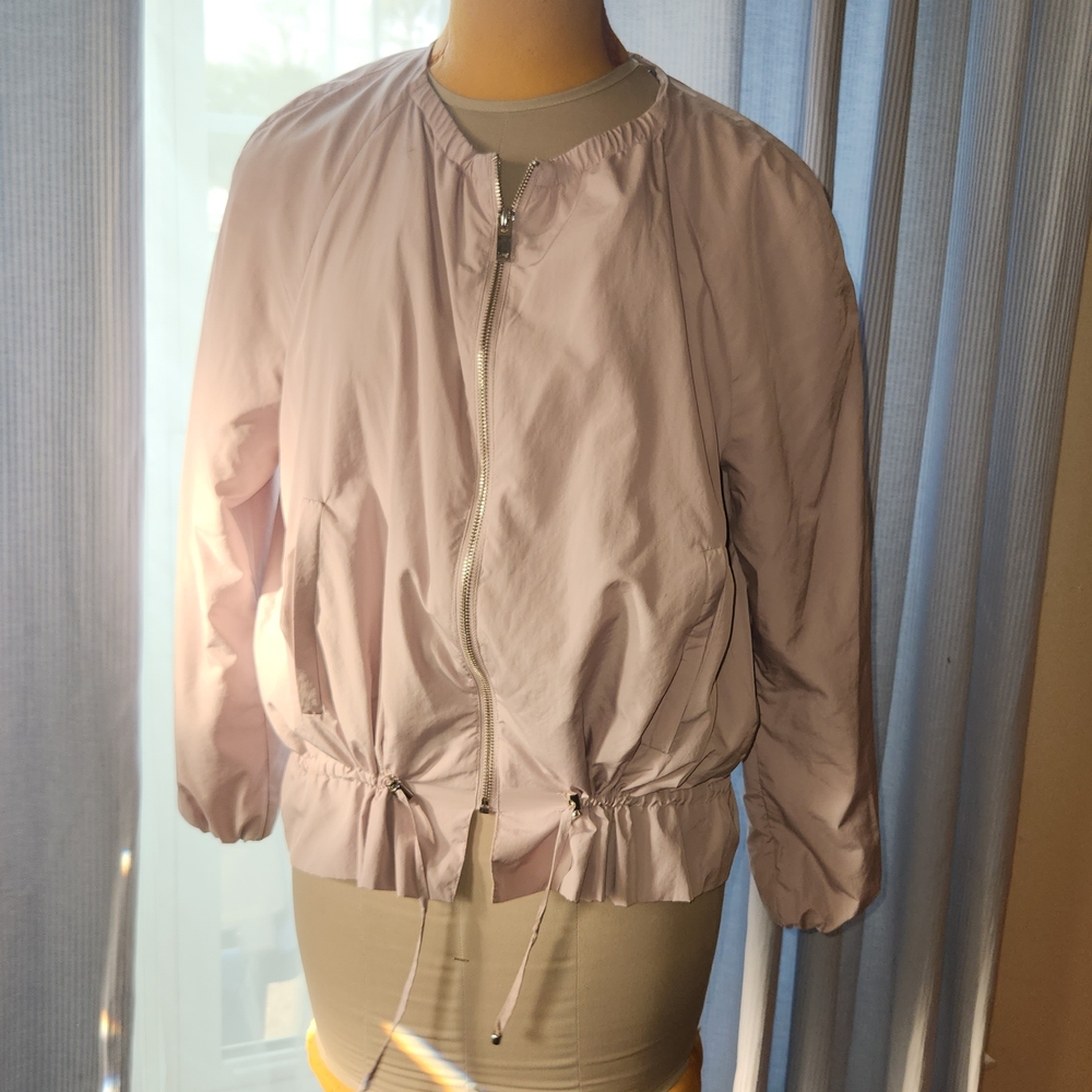 Zara Light Pink Bomber Jacket with Drawcord Waist, SZ L